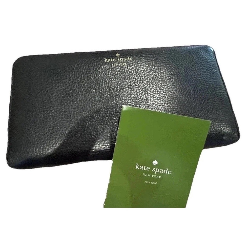 Kate Spade Wallet Black Leather Gold Hardware Lots‎ Card Holders Zipper Billfold